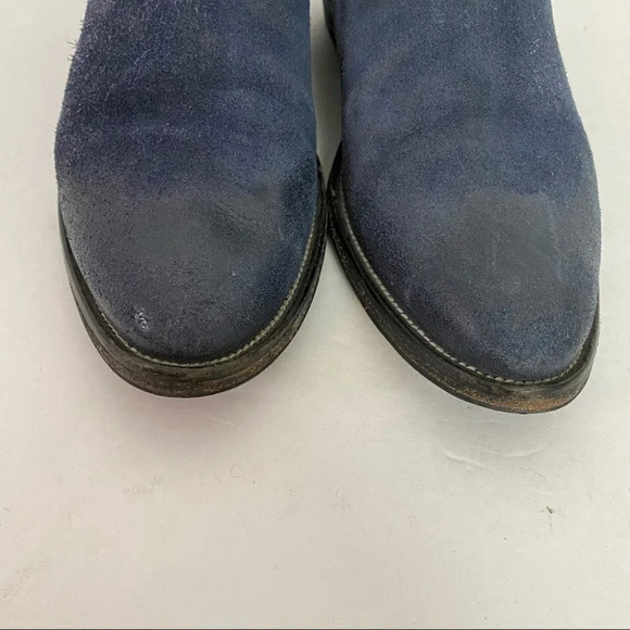 Barney’s New York Blue Suede Distressed Slip On Booties Size 7 Euro 37.5 Boots - Picture 5 of 14